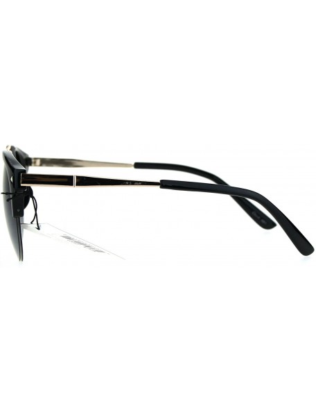 Semi-rimless Mens Retro Half Horn Rim Hipster Elegant Designer Nerdy Sunglasses - Black Smoke - C9182KRLCA9 $14.79