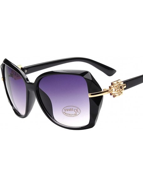 Square Women's Fashion Full frame Sunglasses Square eyewear with diamond - Black C5 - C612DWF8XDR $12.77