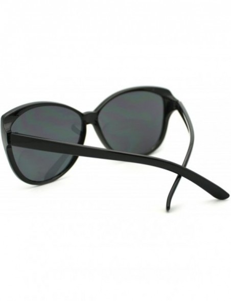 Butterfly Simple Classy Sunglasses Womens Oversized Cateye Butterly - Black - C411P9CJMNH $11.06