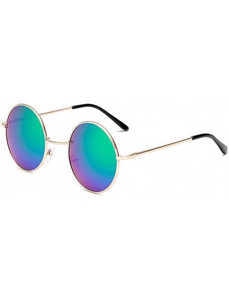 Round Hippie Sunglasses WITH CASE Retro Classic Circle Lens Round Sunglasses Steampunk Colored - Mirrored Green - CG18R5UXHKO...