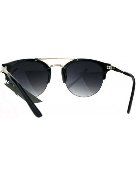 Semi-rimless Mens Retro Half Horn Rim Hipster Elegant Designer Nerdy Sunglasses - Black Smoke - C9182KRLCA9 $14.79