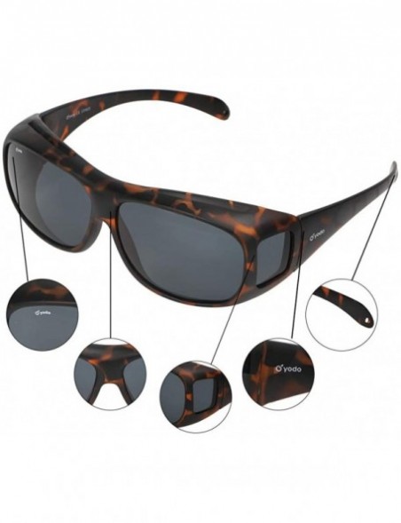 Goggle Fit Over Glasses Sunglasses with Polarized Lenses for Men and Women - Matt Leopard/Gray Lenes - CE18RX6HINM $20.83