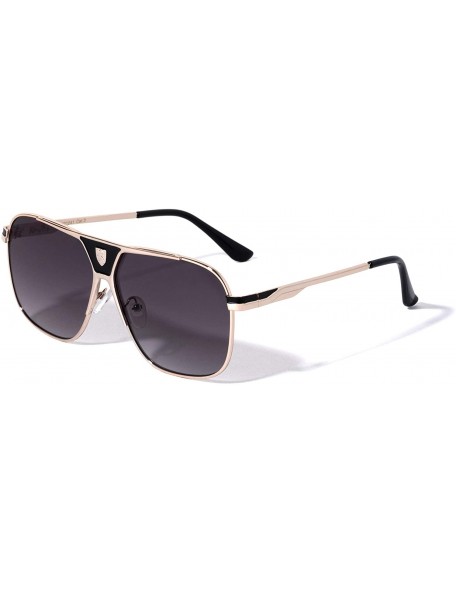 Aviator Cockpit Rounded Square Double Front Shield Aviator Sunglasses - Smoke Gold - CO1998XX47O $26.10