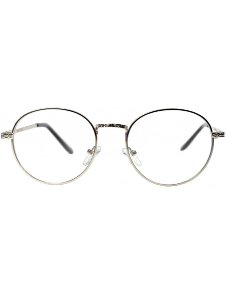 Oversized Round Circle Frame Clear Lens Glasses - 070_silver - CV188Z56SRM $12.04