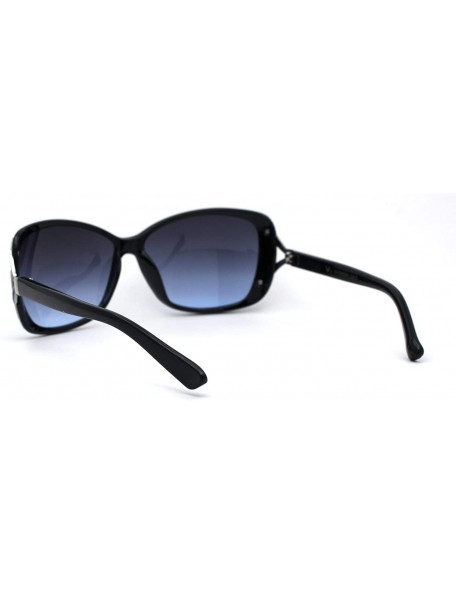 Butterfly Womens Glitter Jewel Ribbon Hinge Butterfly Sunglasses - Black Blue - CU196U6M7U6 $12.54