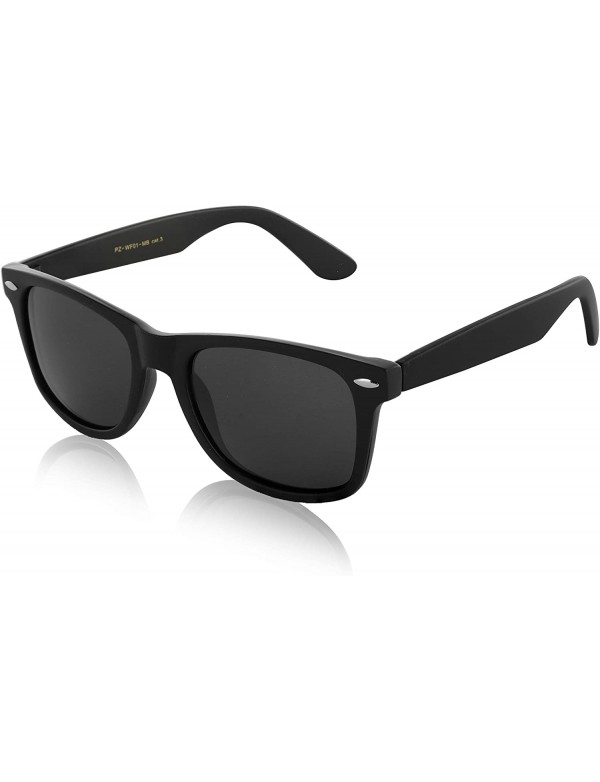 Wrap Polarized Sunglasses Vintage Retro Designer Unisex Sun Glasses UV400 - 1 Matte Black Frame - CU18H9NL95W $13.80
