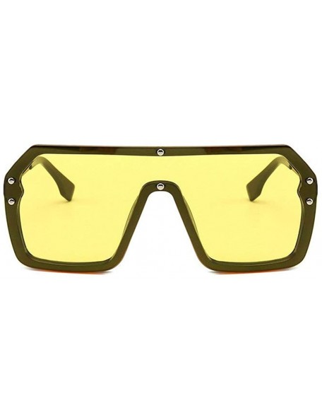 Square 2019 super large sunshade sunglasses unisex large size transparent frame windproof retro sunglasses - Yellow - C318QDI...