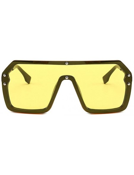 Square 2019 super large sunshade sunglasses unisex large size transparent frame windproof retro sunglasses - Yellow - C318QDI...