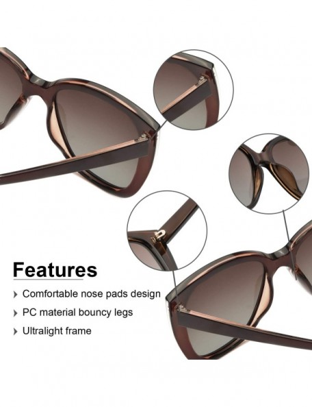 Cat Eye Sunglasses for women polarized Cat Eyes Fashion Design Style for Driving-100% UVA/UVB Protection - Brown - CI18TAUK2W...