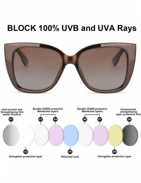 Cat Eye Sunglasses for women polarized Cat Eyes Fashion Design Style for Driving-100% UVA/UVB Protection - Brown - CI18TAUK2W...