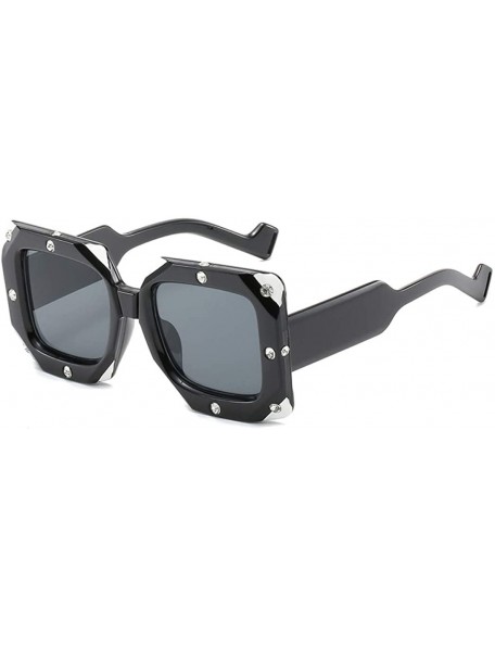 Oversized Oversize Square Sunglasses Women Rhinestone Luxury Brand Design Mirror Coating Fashion Shades Sun Glasses - CY18RWD...