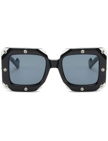 Oversized Oversize Square Sunglasses Women Rhinestone Luxury Brand Design Mirror Coating Fashion Shades Sun Glasses - CY18RWD...