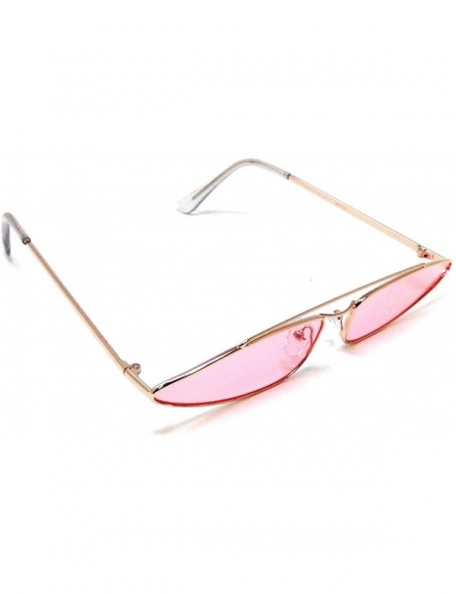 Aviator Slim Geometric Inverted Triangle Metal Wire Frame Sunglasses - Gold Metallic Frame - CM18UMH2DXM $10.94