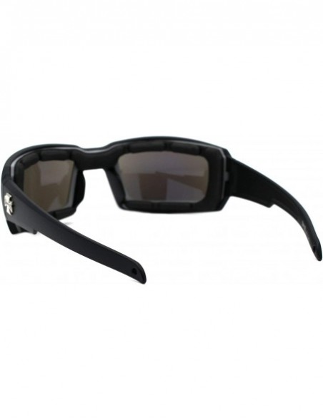 Goggle Foam Padded Goggle Sunglasses Shield Rectangle Wrap Around UV400 - Matte Black (Blue Mirror) - CG19623K382 $15.04