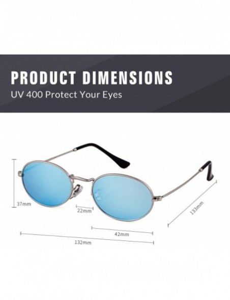 Oval Oval Sunglasses Vintage Retro Sunglasses Designer Glasses for Women Men - Silver Frame Blue Lens - CD18I8I6G3M $13.36