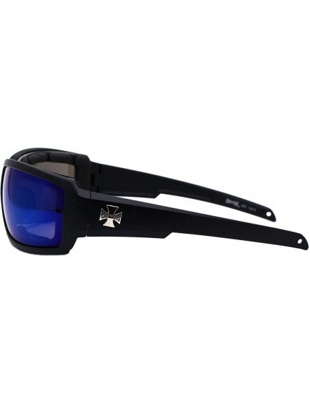 Goggle Foam Padded Goggle Sunglasses Shield Rectangle Wrap Around UV400 - Matte Black (Blue Mirror) - CG19623K382 $15.04
