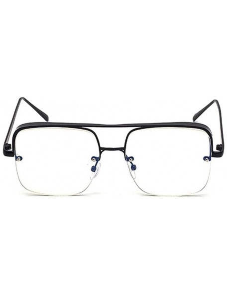 Square One Lens Square Flat Top Sunglasses Men Women Fashion Metal Frame Sun Glasses UV400 Sunshade Glasses - Black - CU19337...