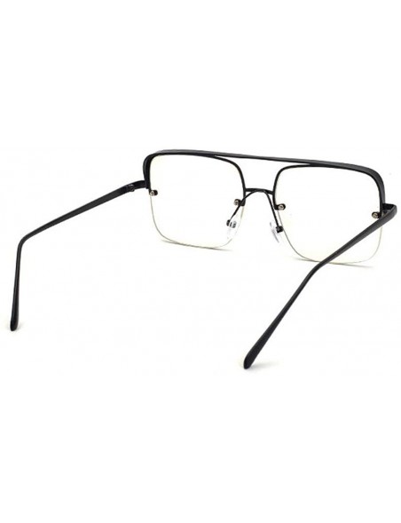 Square One Lens Square Flat Top Sunglasses Men Women Fashion Metal Frame Sun Glasses UV400 Sunshade Glasses - Black - CU19337...