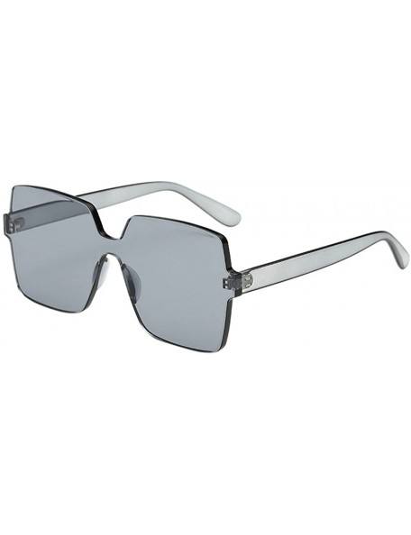 Rimless Colorful Transparent Oversized Sunglasses - C - C218NW9IAK8 $10.91