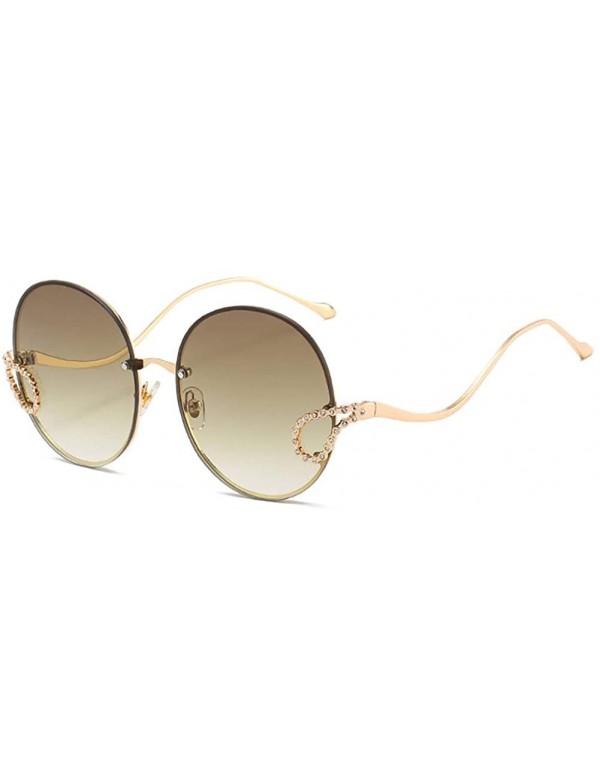 Round Oversized Gradient Fashion Sunglasses Protection - Maroon Gradient Lenses - CU199RIMMUQ $23.39