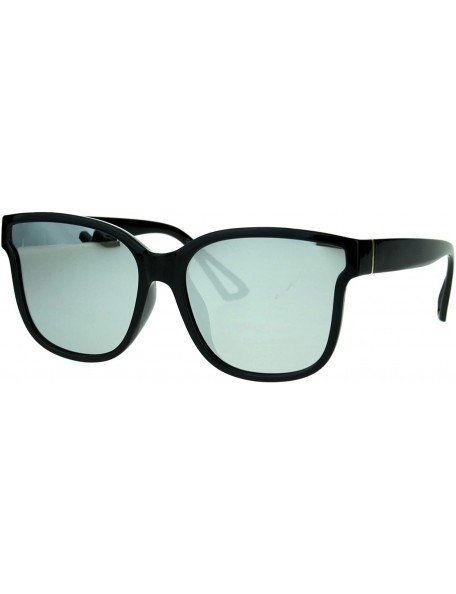 Rectangular Mens Unique Flat Mirror Lens Horn Rim Hipster Plastic Sunglasses - Black Mirror - CF17YW8XN99 $15.55