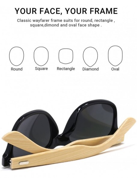 Square Fashion Square Bamboo Wood Mirrored Sunglasses for Men Women - Black Frames/Purple Lens - CV183M4WTGE $13.37
