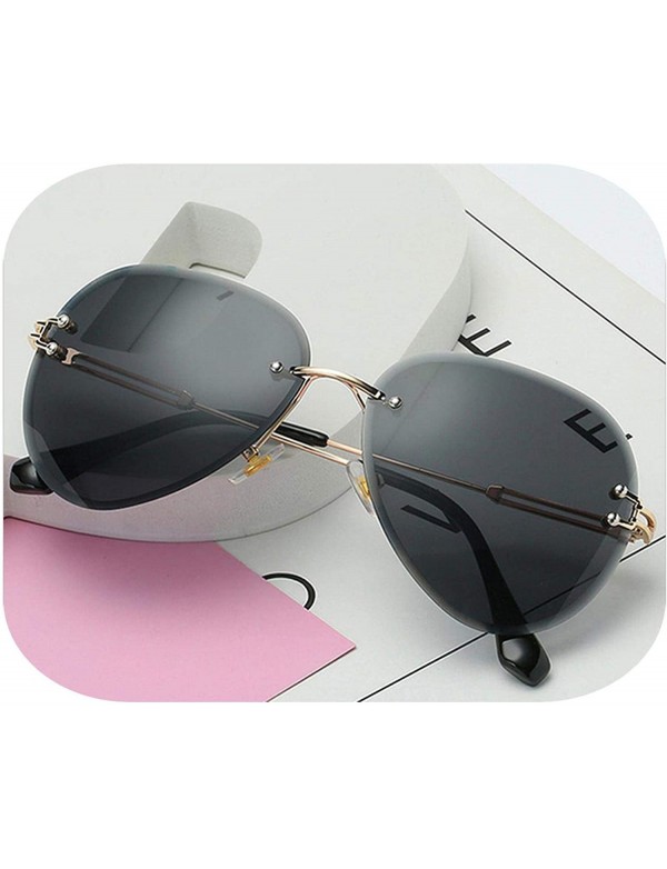 Oversized Design Vintage RimlPilot Sunglasses Women Men Retro Cutting Lens Gradient Sun Glasses UV400 - Gold Black - CA198578...