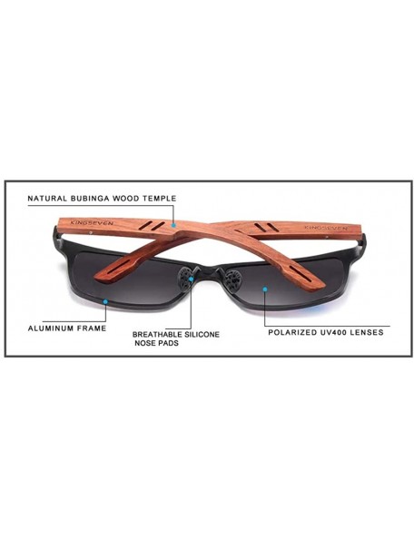 Rectangular Genuine adjustable sunglasses Square men polarized UV400 Al-Mg And Bubinga Wood - Night Vision - C418WM6ZUIM $20.23