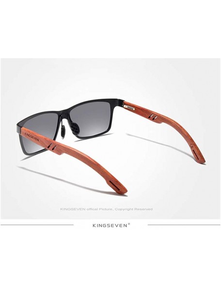 Rectangular Genuine adjustable sunglasses Square men polarized UV400 Al-Mg And Bubinga Wood - Night Vision - C418WM6ZUIM $20.23