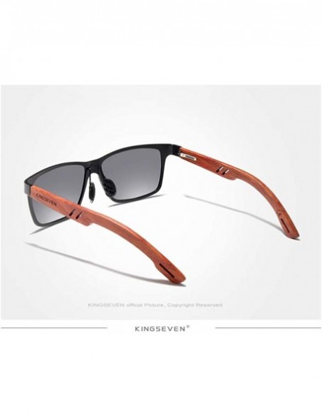 Rectangular Genuine adjustable sunglasses Square men polarized UV400 Al-Mg And Bubinga Wood - Night Vision - C418WM6ZUIM $20.23