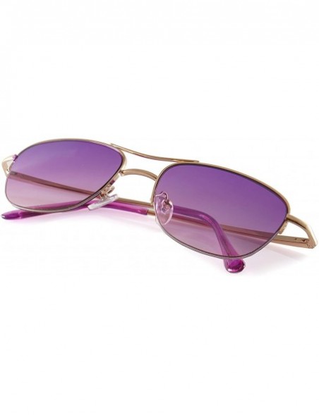 Round Retro Chic Trend Semi-Rim Petite Oval Spring Hinge Sunglasses A254 - Purple - C418O29S604 $11.26