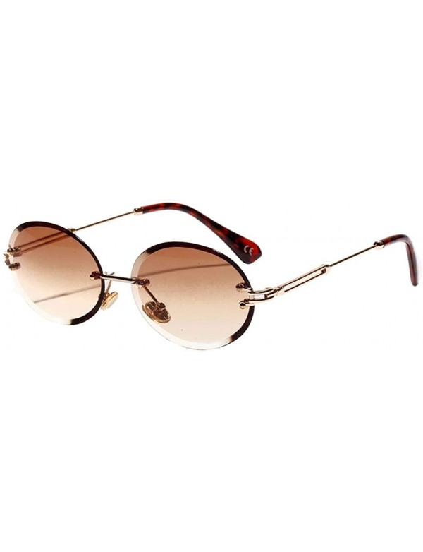 Oval Oval Diamond Cutting Sunglasses Summer Beanch Party Sun Glasses Fashion Shades - Brown - CQ190OR7EMU $8.08