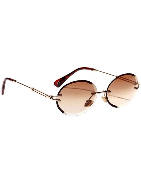 Oval Oval Diamond Cutting Sunglasses Summer Beanch Party Sun Glasses Fashion Shades - Brown - CQ190OR7EMU $8.08