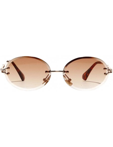 Oval Oval Diamond Cutting Sunglasses Summer Beanch Party Sun Glasses Fashion Shades - Brown - CQ190OR7EMU $8.08