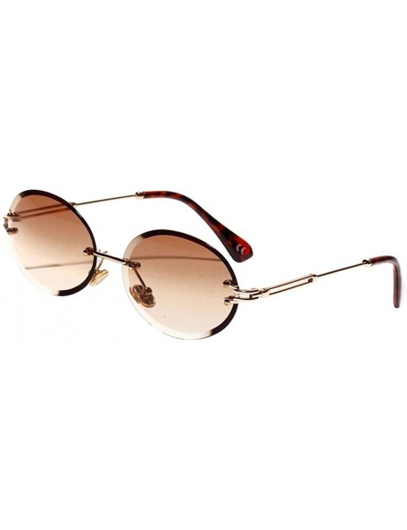 Oval Oval Diamond Cutting Sunglasses Summer Beanch Party Sun Glasses Fashion Shades - Brown - CQ190OR7EMU $8.08