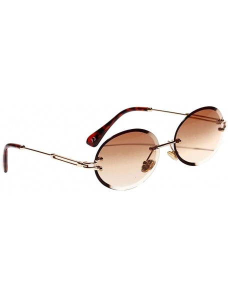 Oval Oval Diamond Cutting Sunglasses Summer Beanch Party Sun Glasses Fashion Shades - Brown - CQ190OR7EMU $8.08