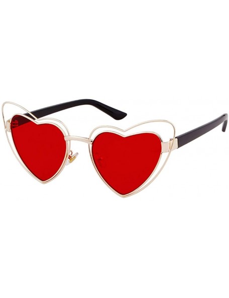 Cat Eye Heart Sunglasses Clout Goggles Vintage Women Cat Eye Retro Mod Style Oversized Sun Glasses - Gold/Red - CD192EGTCW8 $...
