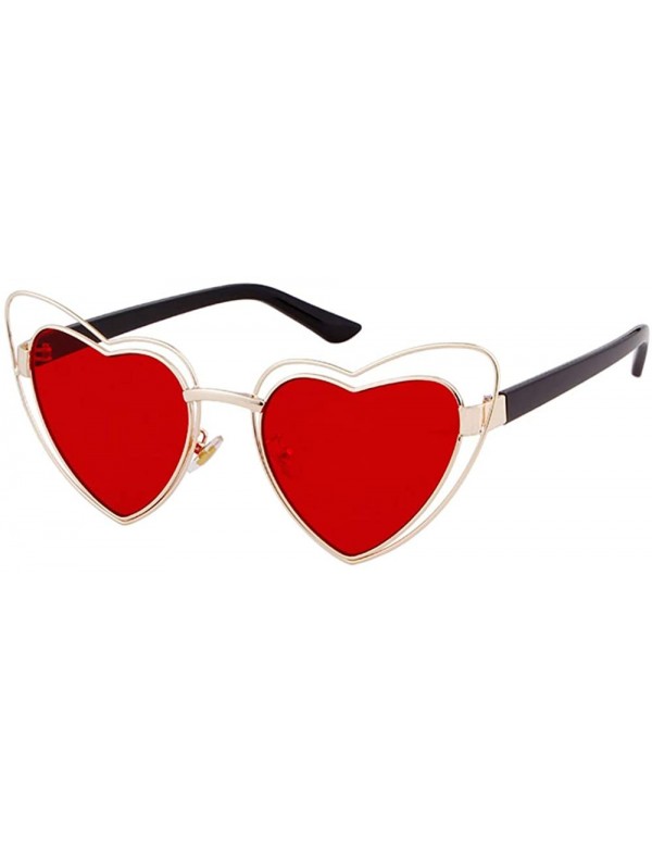Cat Eye Heart Sunglasses Clout Goggles Vintage Women Cat Eye Retro Mod Style Oversized Sun Glasses - Gold/Red - CD192EGTCW8 $...