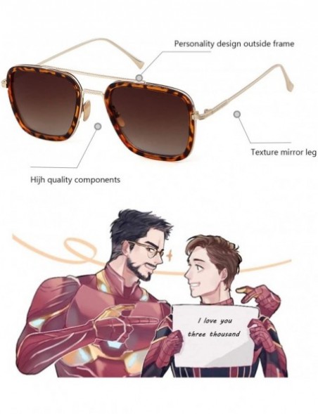 Square Aviator Square Sunglasses for Men Women Goggle Gradient Lens Hero Tony Stark - CR18X6O23TT $9.91