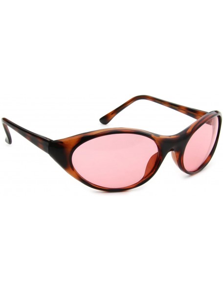 Oval Men Women Oval Sport Fishing Driving Golf Curved Sunglasses - Red - CW11LMG9QWL $10.11