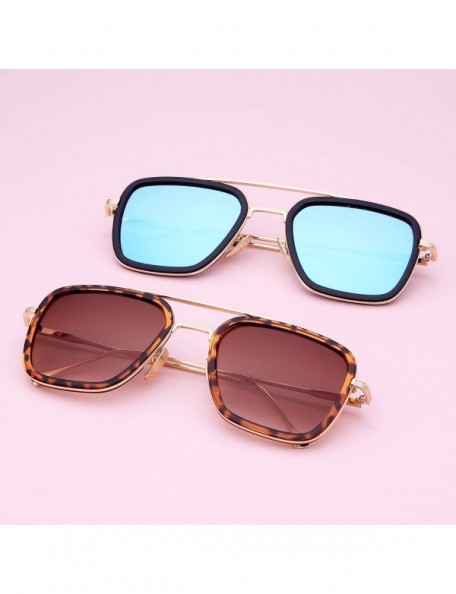 Square Aviator Square Sunglasses for Men Women Goggle Gradient Lens Hero Tony Stark - CR18X6O23TT $9.91