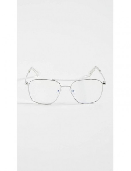 Square Men's Bored of The Flings Glasses - Silver/Cellophane - CK18ZY6GCNU $30.61