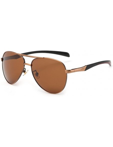 Aviator classic Aviator sunglasses polarizer driving mirror - Brown - C812JHBG3TB $24.79