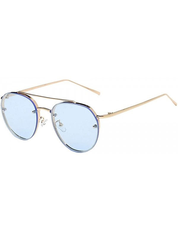 Rimless Fashion Circular Sunglasses Street Fashion Metal Frame Women Sunglasses - D - CZ18S5XZI5A $10.49