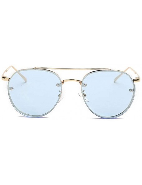 Rimless Fashion Circular Sunglasses Street Fashion Metal Frame Women Sunglasses - D - CZ18S5XZI5A $10.49