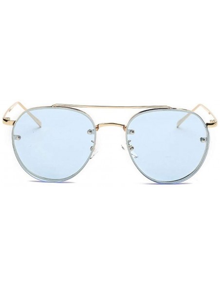 Rimless Fashion Circular Sunglasses Street Fashion Metal Frame Women Sunglasses - D - CZ18S5XZI5A $10.49