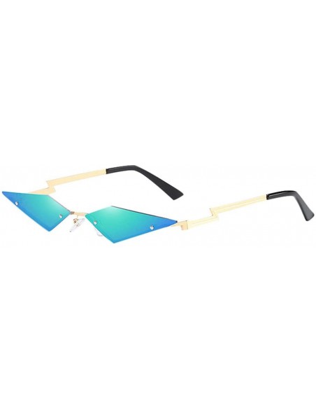 Goggle Sexy Wings Goggles Irregular Sunglasses Women's Frameless Metallic Thin Edge Color Sunglasses - Green - C9190DU5C3S $9.40