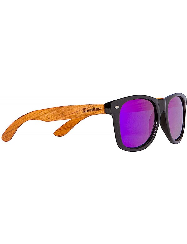 Wayfarer Zebra Wood Sunglasses with Mirror Polarized Lens for Men and Women - Purple - C012MZIYOJ9 $32.54