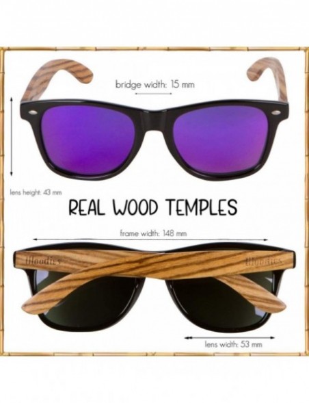 Wayfarer Zebra Wood Sunglasses with Mirror Polarized Lens for Men and Women - Purple - C012MZIYOJ9 $32.54