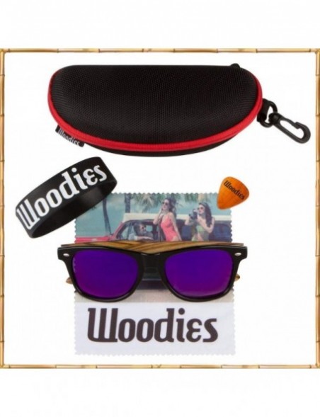 Wayfarer Zebra Wood Sunglasses with Mirror Polarized Lens for Men and Women - Purple - C012MZIYOJ9 $32.54
